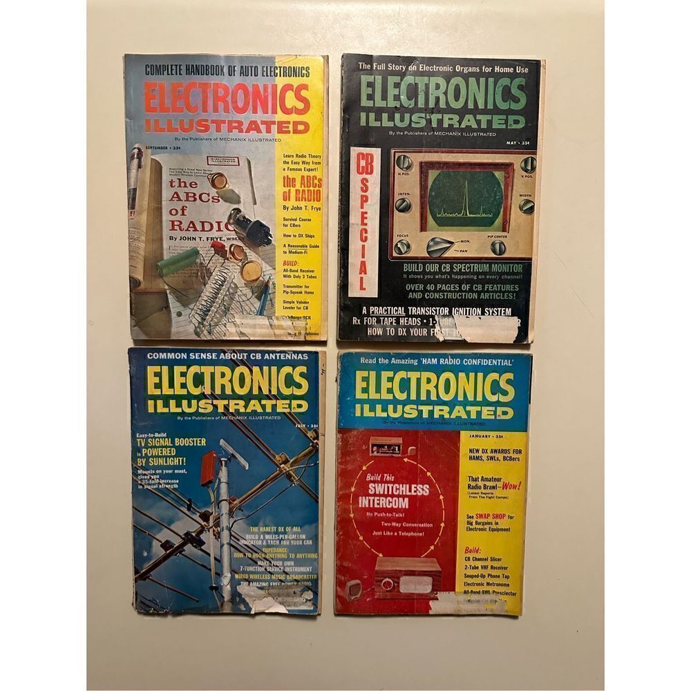 Vintage Electronics Illustrated Magazine lot of 4 1960s CB's Radios Lot Ads